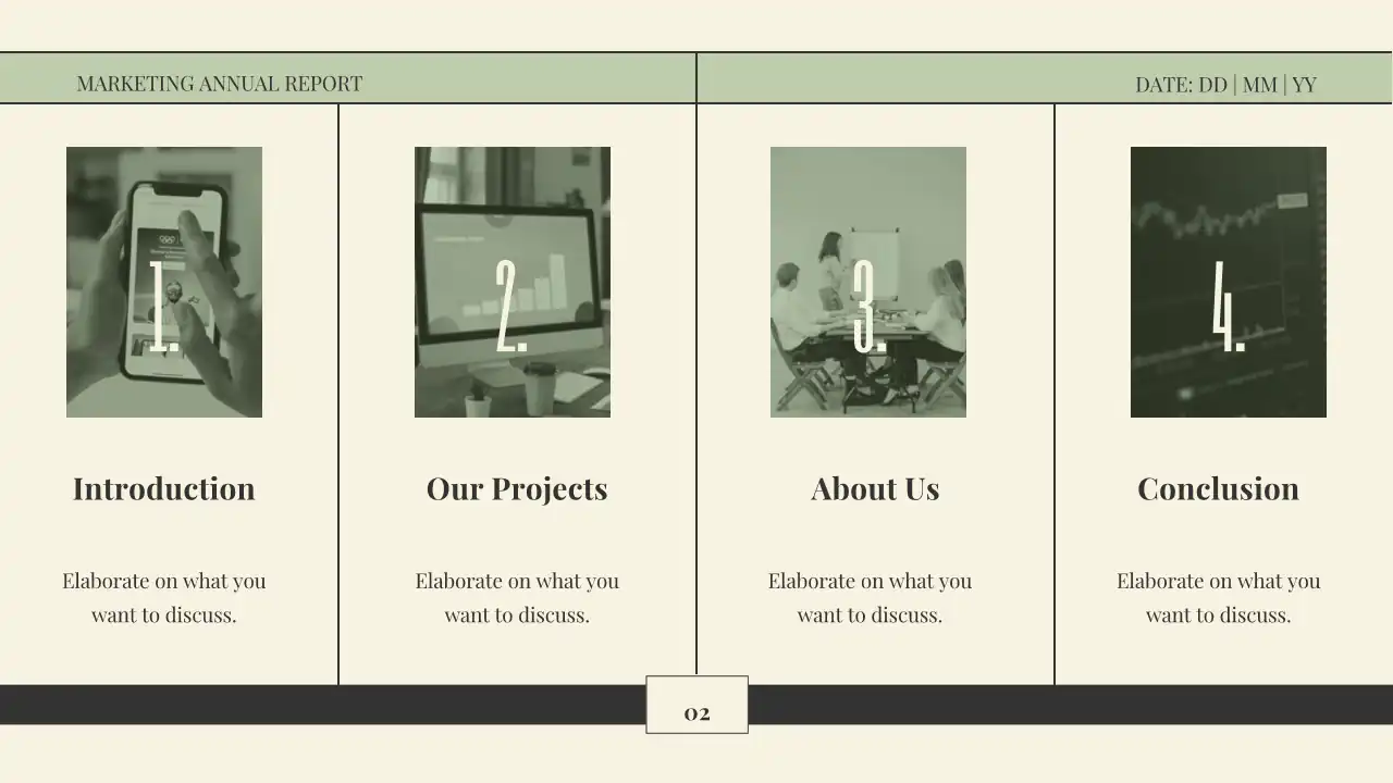 Modern Minimal Marketing Annual Report Slides