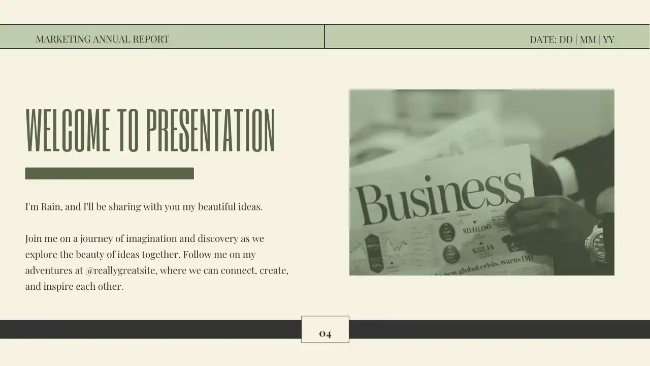 Modern Minimal Marketing Annual Report Slides