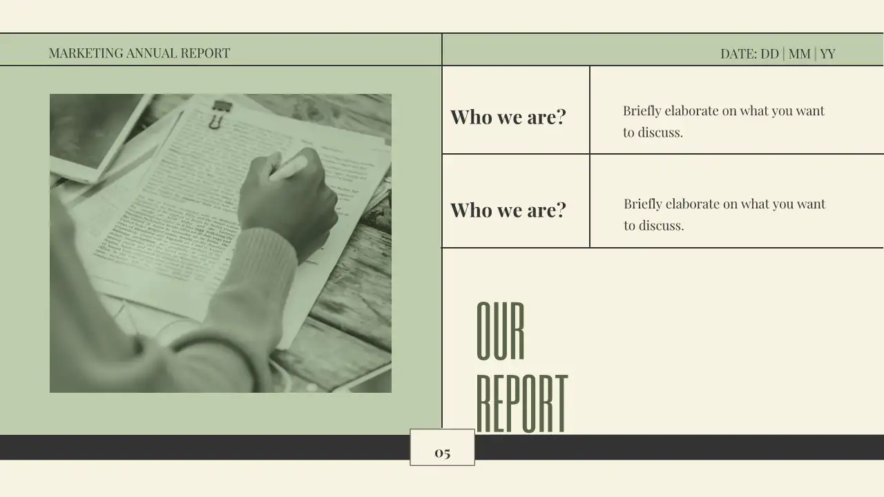 Modern Minimal Marketing Annual Report Slides