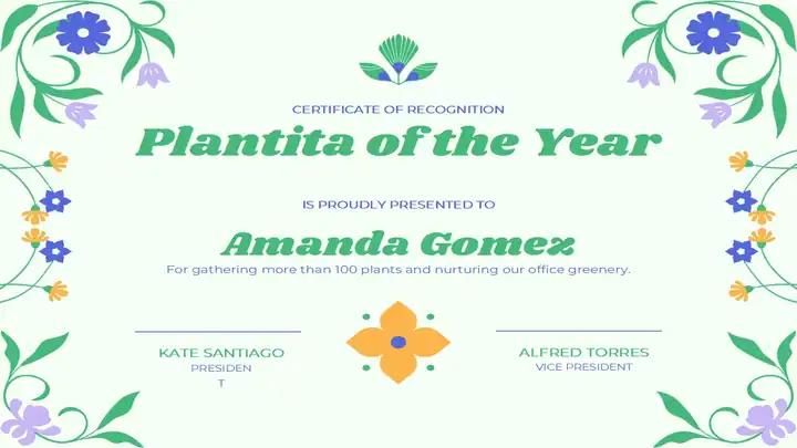 Year-End Party Awards Certificate