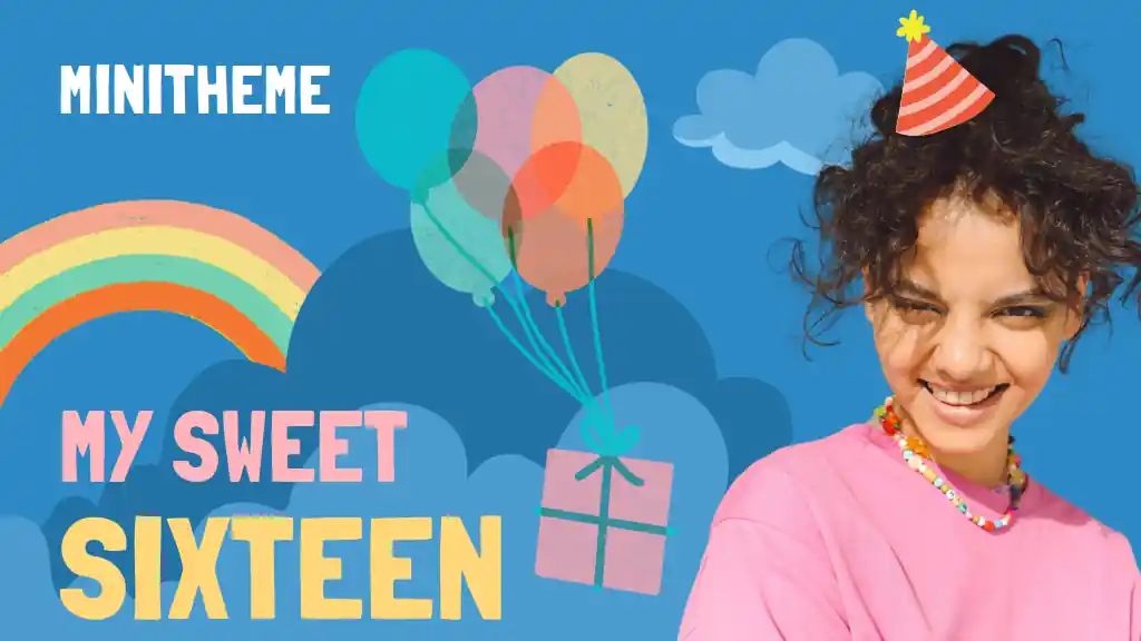 Cute Illustrated My Sweet Sixteen Minitheme Slides