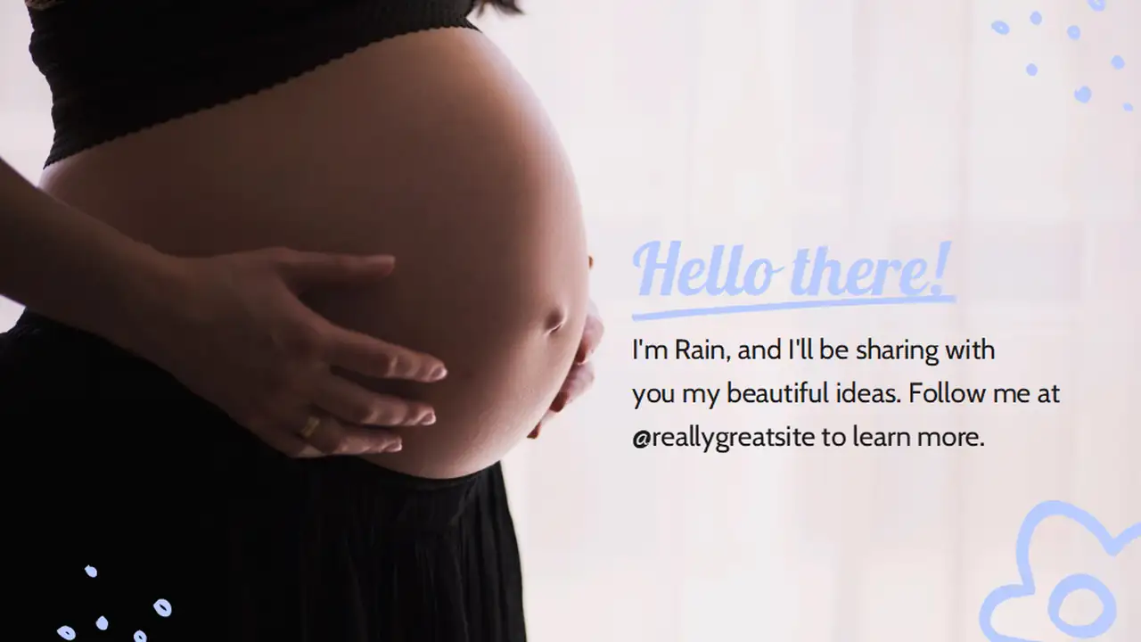 Cute Pastel Doodle Floral Pregnancy Announcement Slides