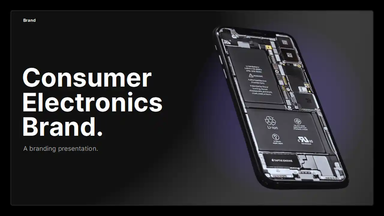 Dark Minimal Consumer Electronics Brand Slides