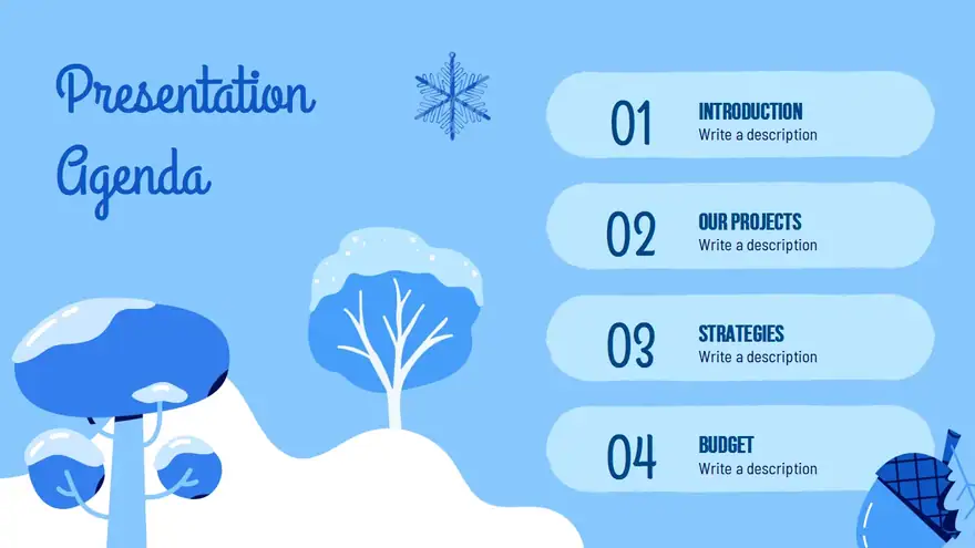 Falling Snowflakes in Winter Christmas Theme Slides