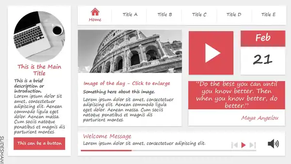 Formal presentation template with dropdown menus.