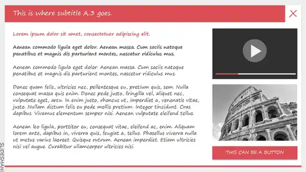 Formal presentation template with dropdown menus.