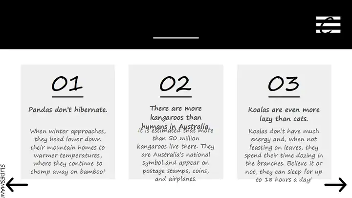 Formal presentation template with interactive menu.