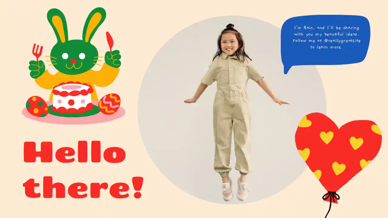Illustrated Cartoon Easter Bunny Minitheme Slides