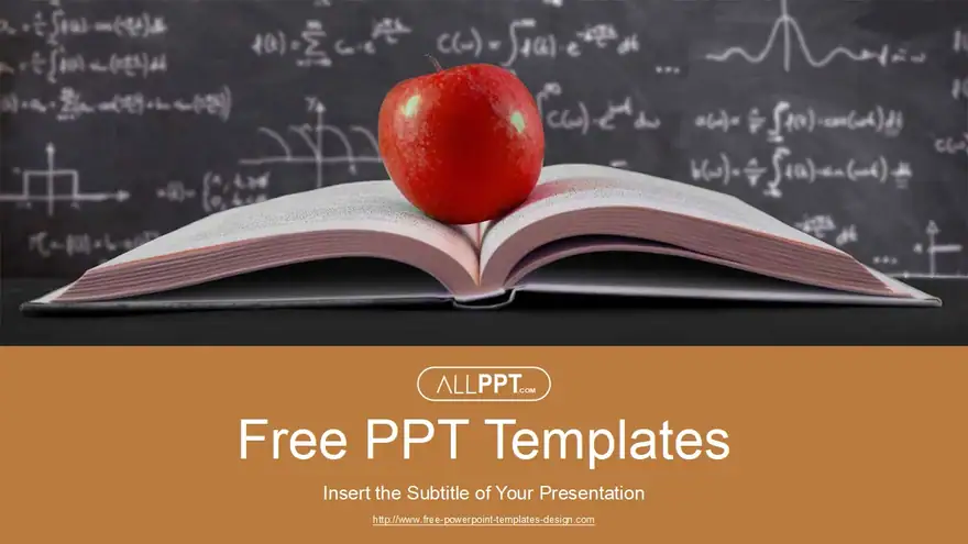 Red Apple Placed Books PowerPoint Templates