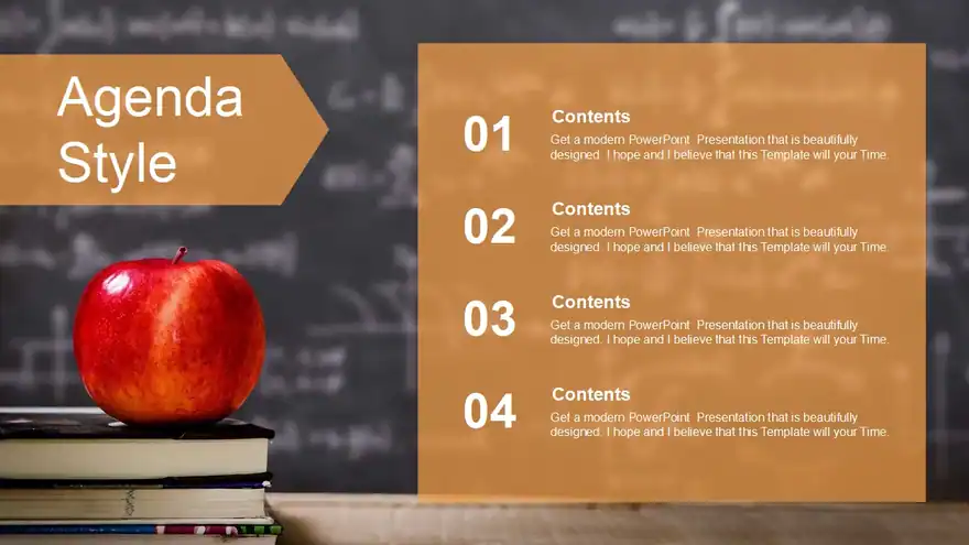 Red Apple Placed Books PowerPoint Templates