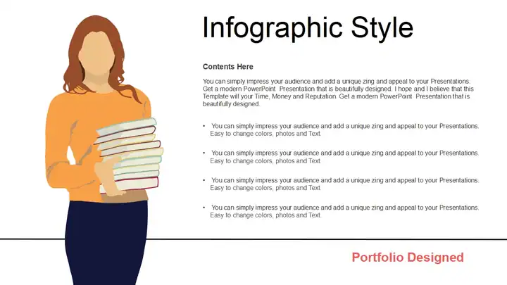 Red Apple Placed Books PowerPoint Templates