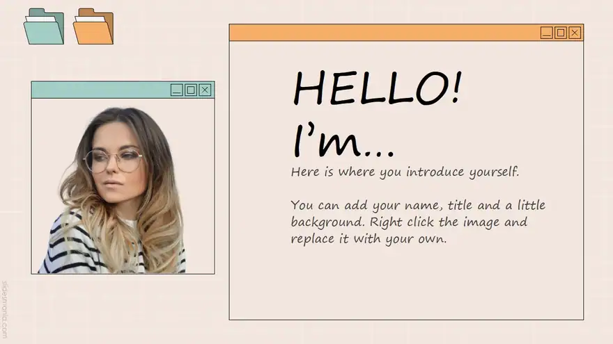 Simple interface with file folders free slides presentation template.