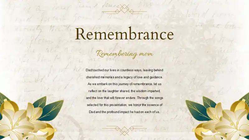 Songs For A Mother's Funeral Slides