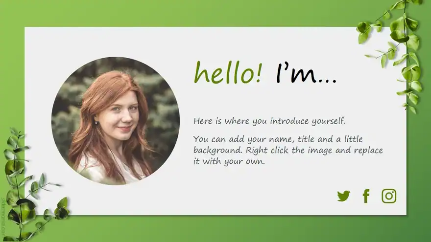 think GREEN. Free presentation template for PowerPoint or Google Slides