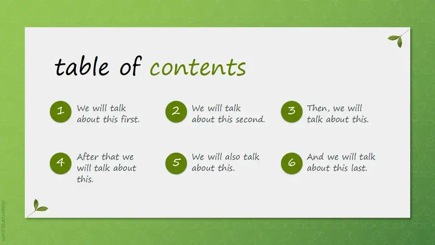 think GREEN. Free presentation template for PowerPoint or Google Slides