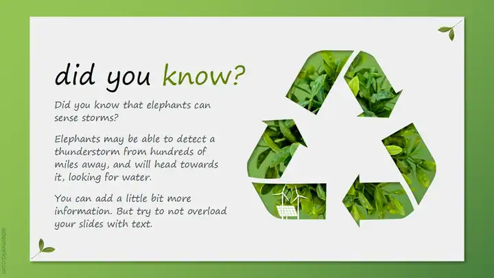 think GREEN. Free presentation template for PowerPoint or Google Slides
