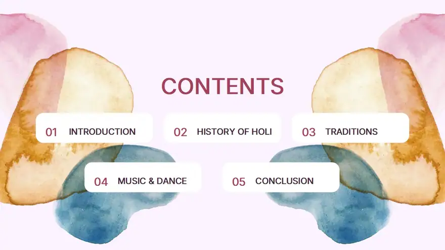 Watercolor Holi Background Slides
