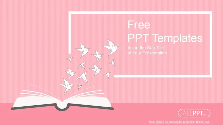 Opened Book with Paper Cranes PowerPoint Templates