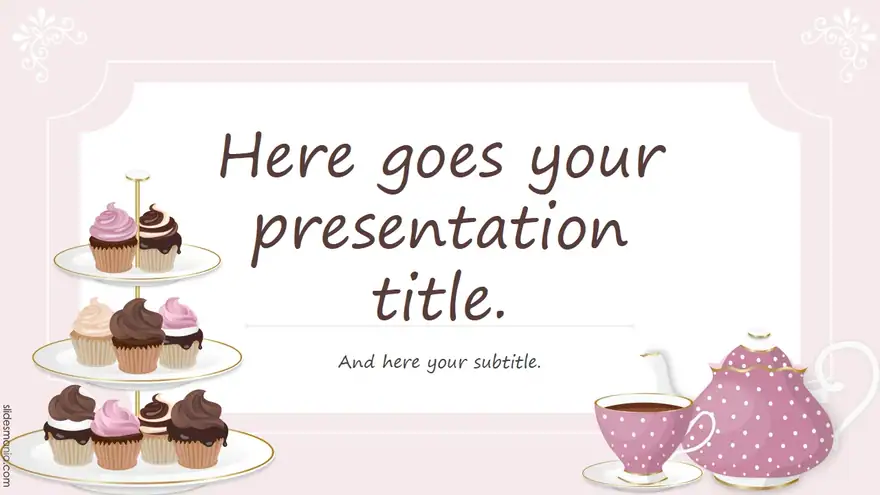 Cupcakes and tea, free presentation template.