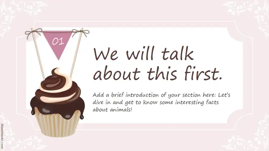 Cupcakes and tea, free presentation template.