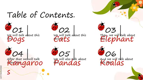 Flowers and Ladybugs free slides template.