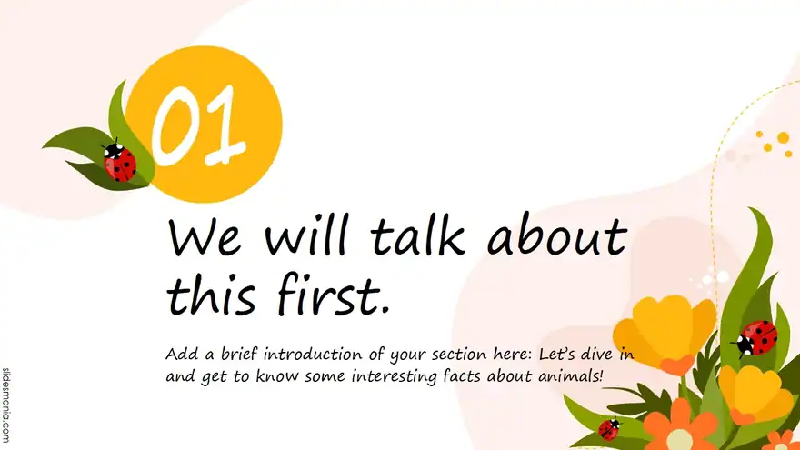 Flowers and Ladybugs free slides template.