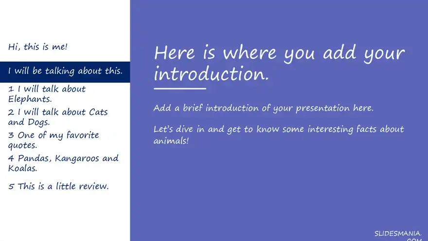 Formal presentation theme with sections.