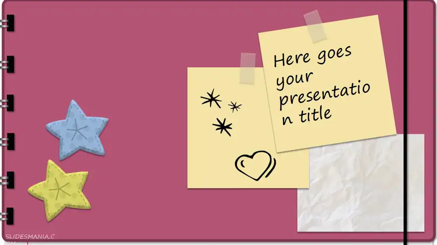 Fry template, cute notebook with colorful sticky notes.