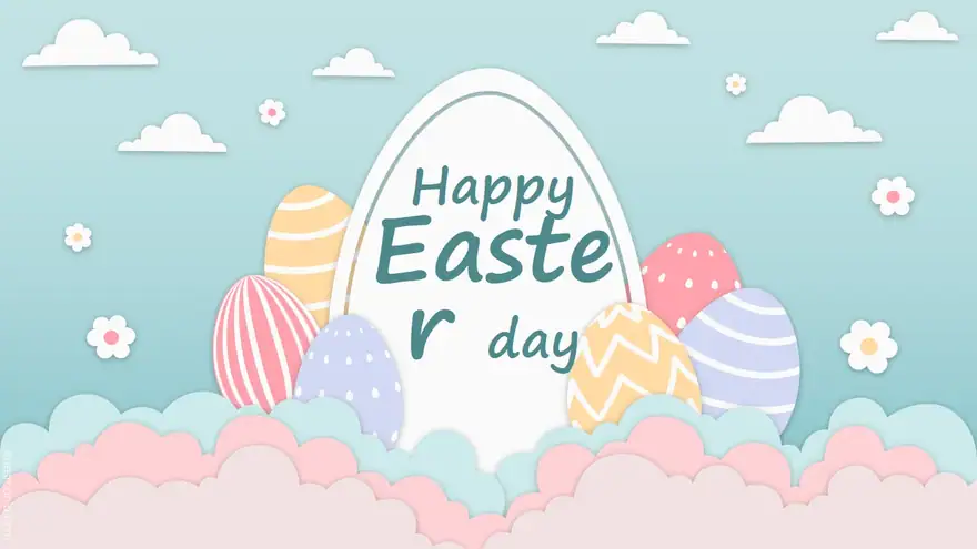 Happy Easter Day paper cut style free slides deck.