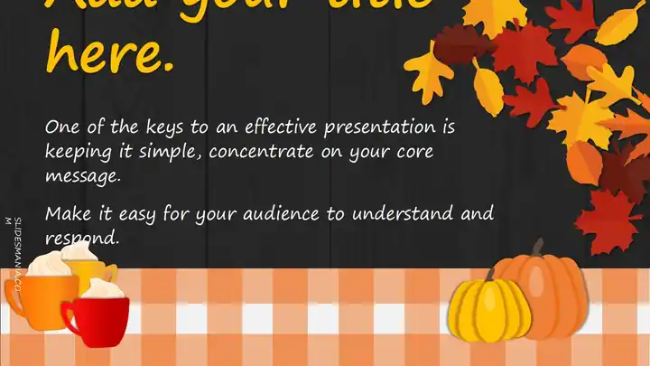 Happy Fall, season slides and agenda.