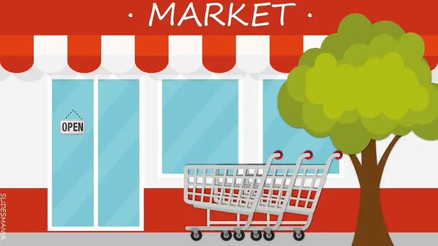 Market, interactive template for counting money.