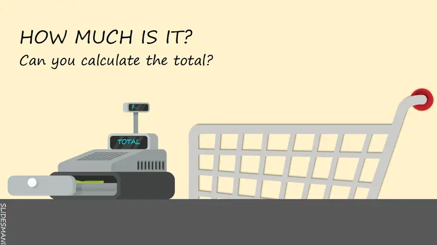 Market, interactive template for counting money.
