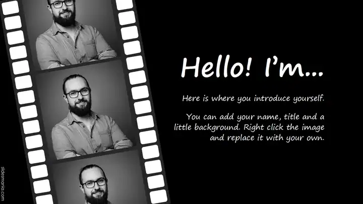 Russo. Clapperboard free presentation theme. Updated Template.
