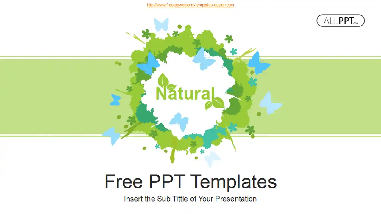 Watercolor Butterflies Tree PowerPoint Templates