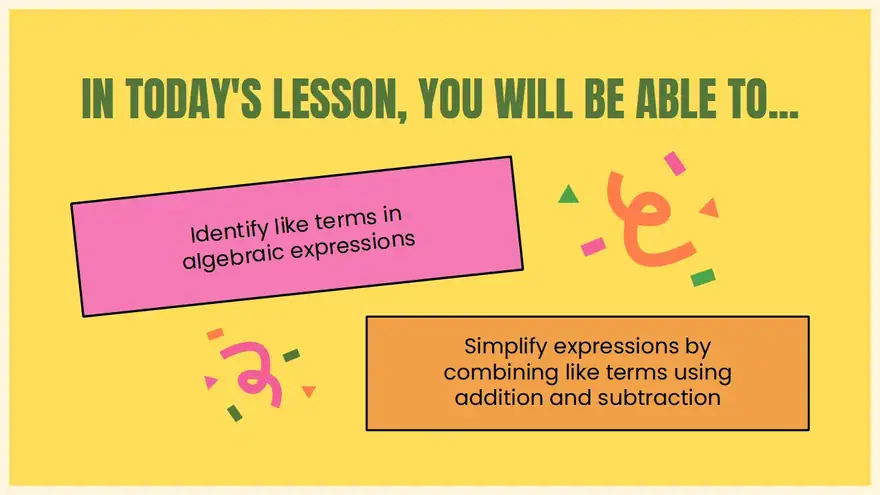 Combining Like Terms Lesson for Elementary