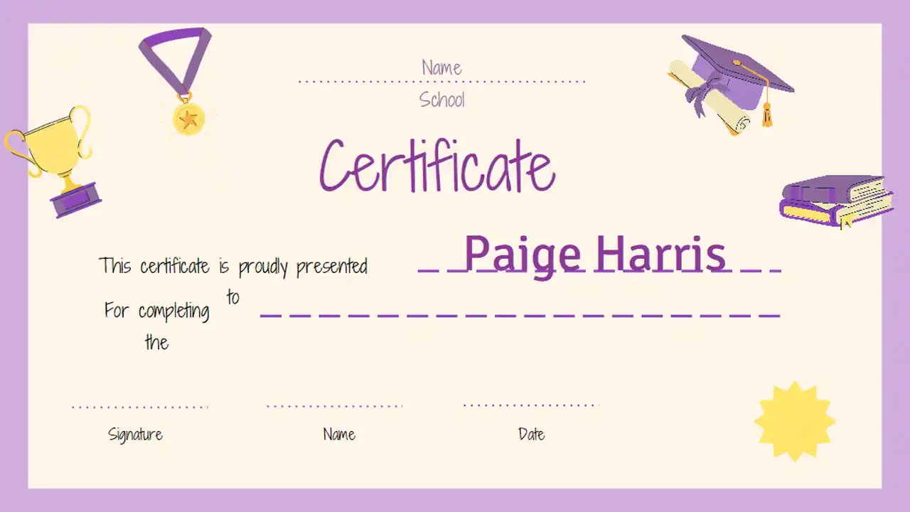 Cute School Achievement Certificates