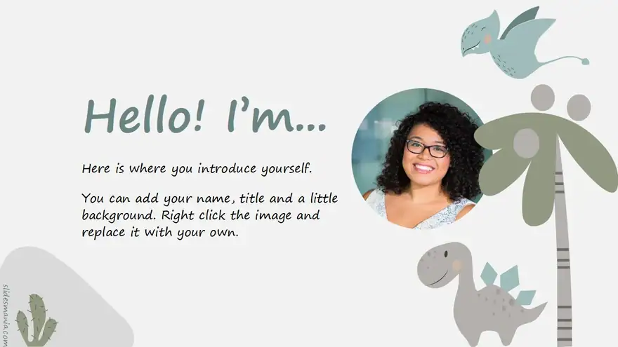 Dana presentation template. Cute Dinos slides.