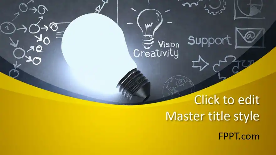 Free Education Chalkboard & Light Bulb PowerPoint Template