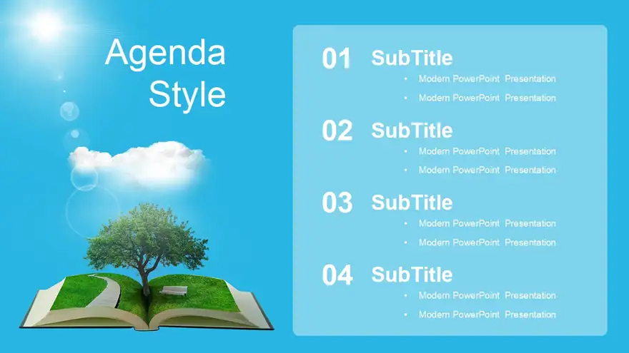 Green grass open book PowerPoint Templates