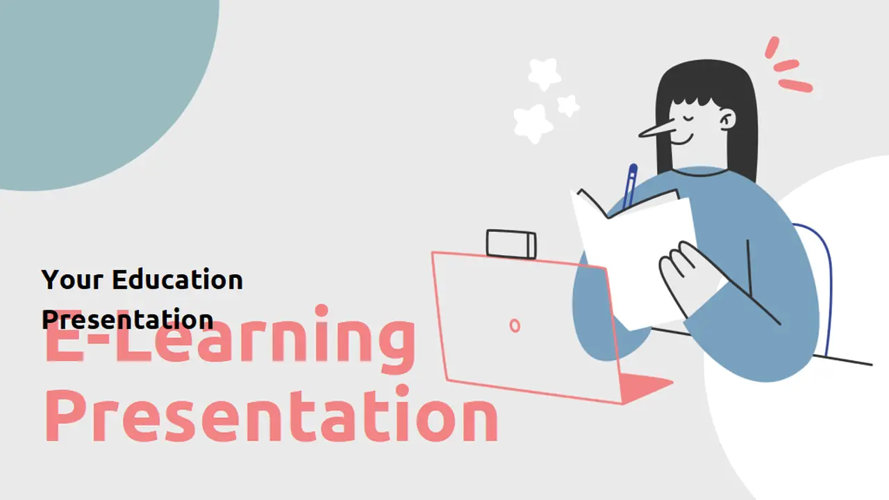 Grey Cute Illustrative E-Learning Slides