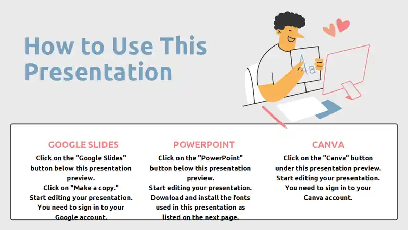 Grey Cute Illustrative E-Learning Slides