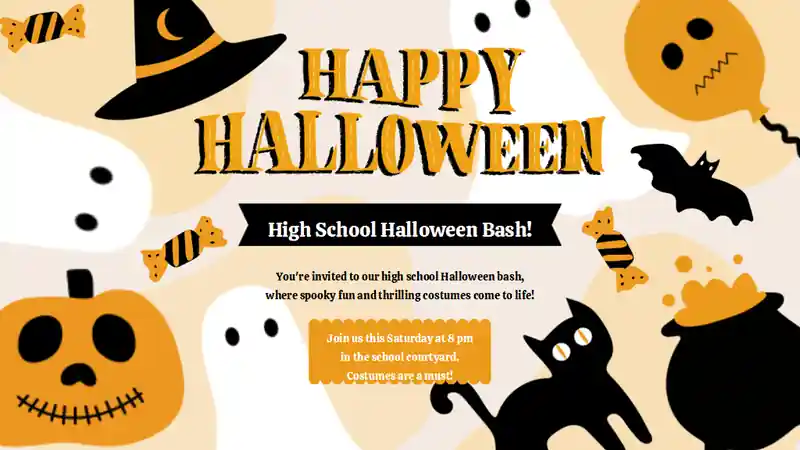 Halloween High School Party Invitations
