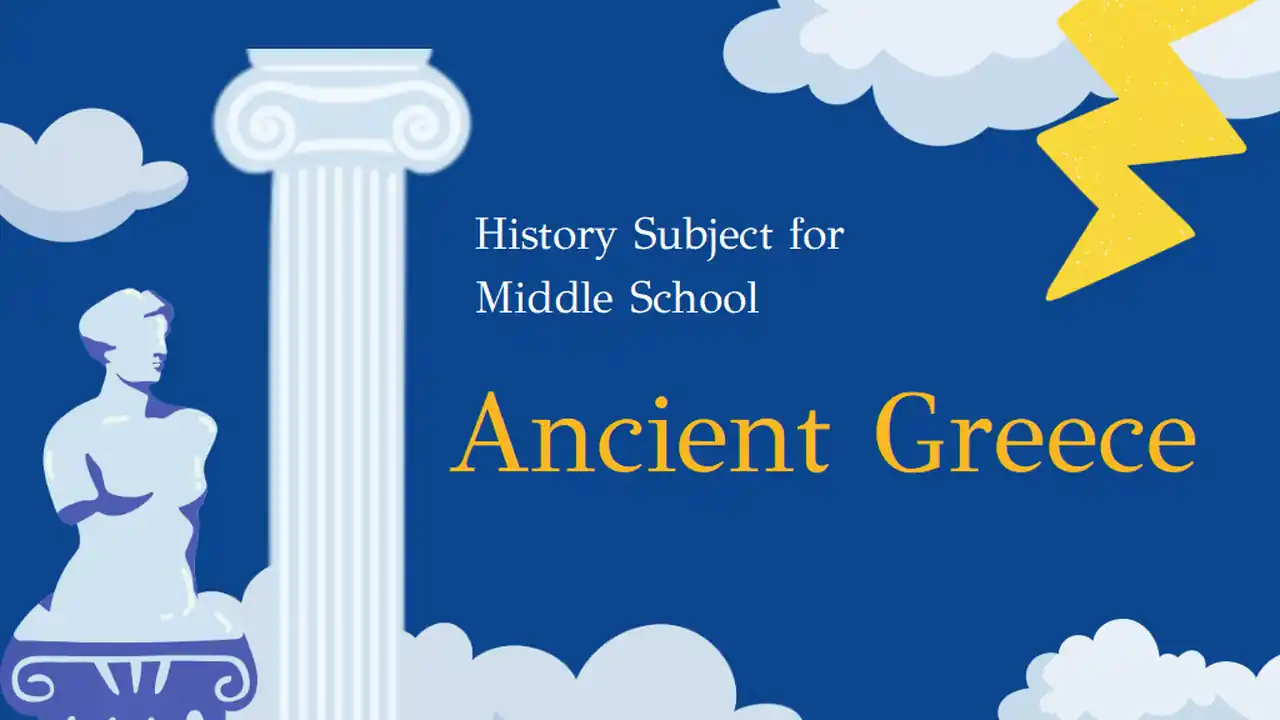 History Subject for Middle School Ancient Greece Blue Illustrative Educational Slides
