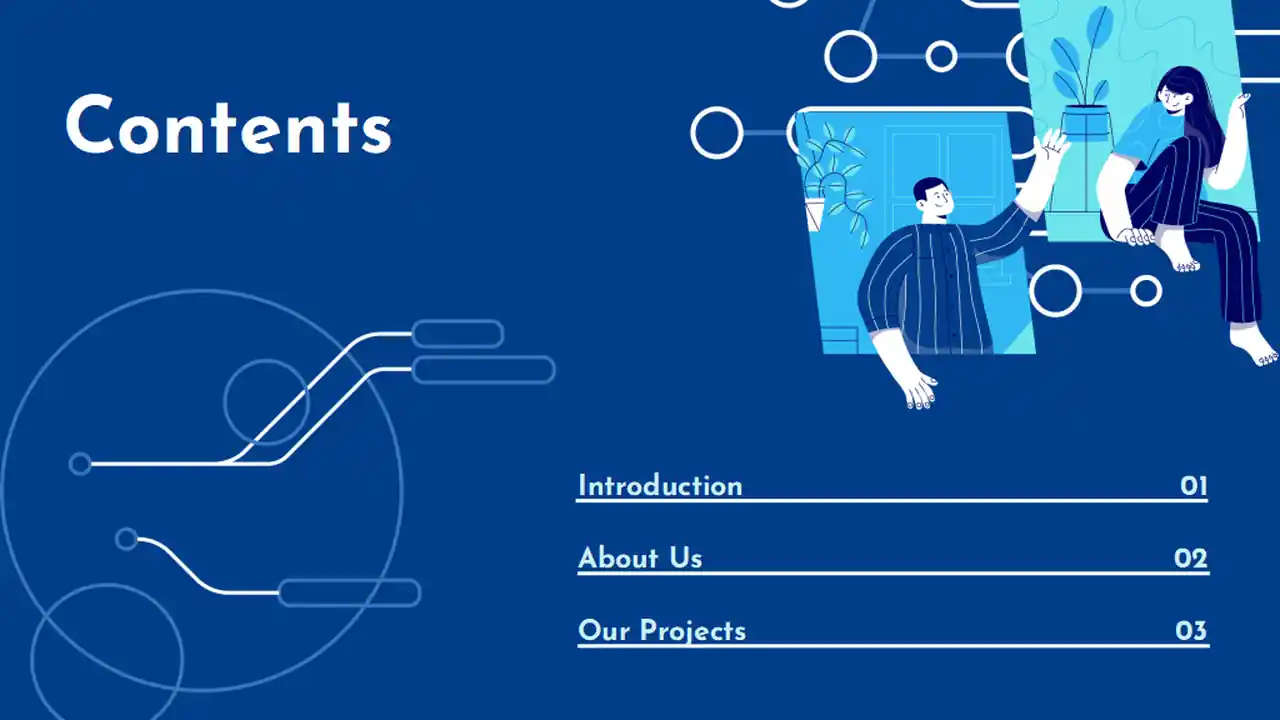 Illustrated Blue Connections Slides