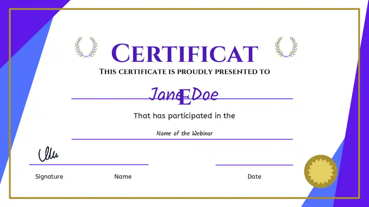 Illustrated University Webinar Certificate