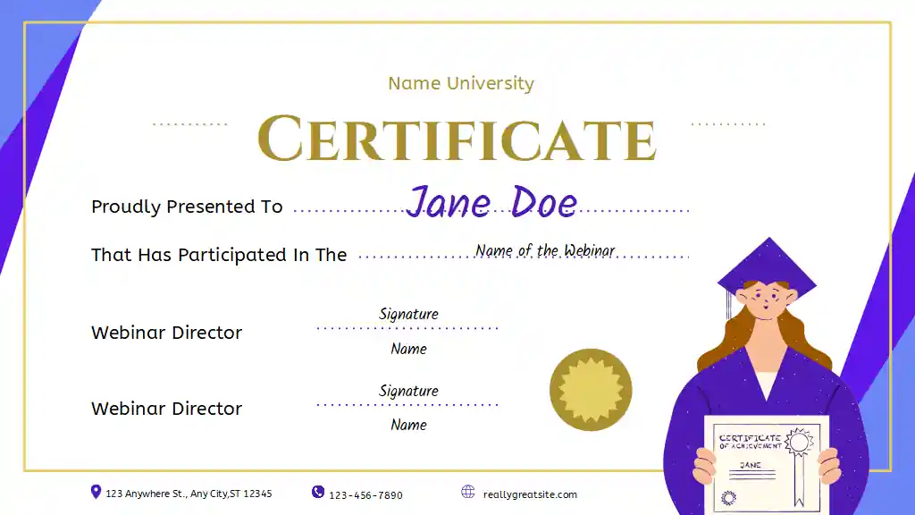 Illustrated University Webinar Certificate