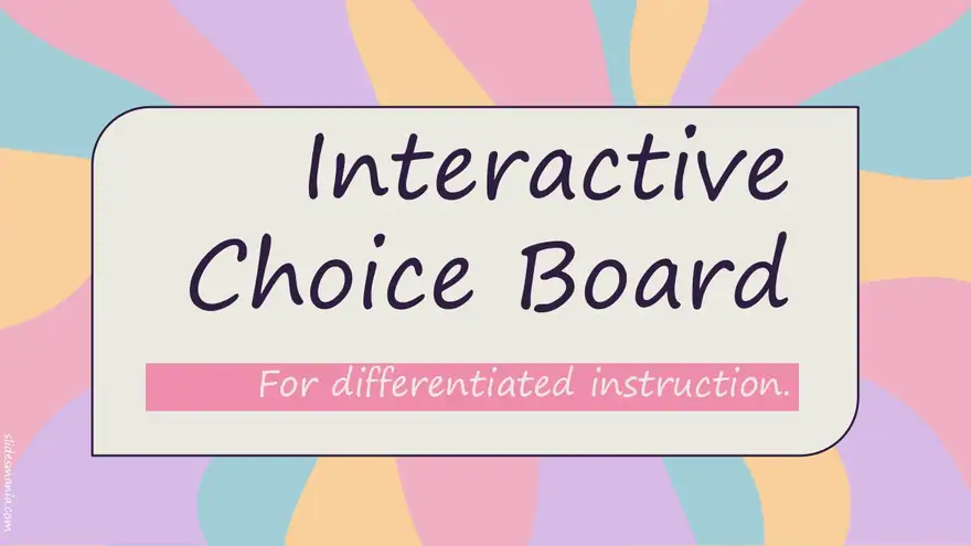 Interactive Choice Board template for differentiated learning.
