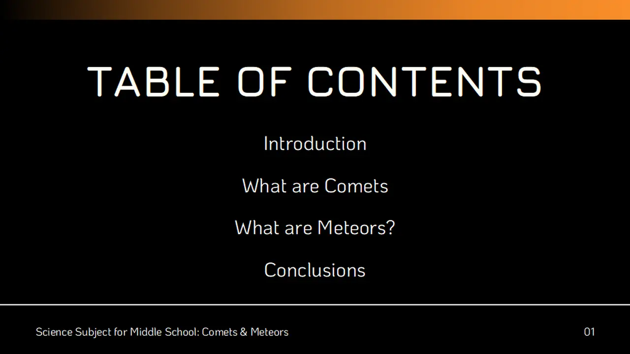 Minimal Science Lesson: Comets and Meteors Slides