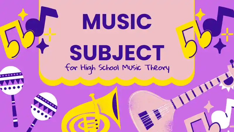 Music Subject for High School Music Theory Purple and Yellow Illustrated Educational Slides