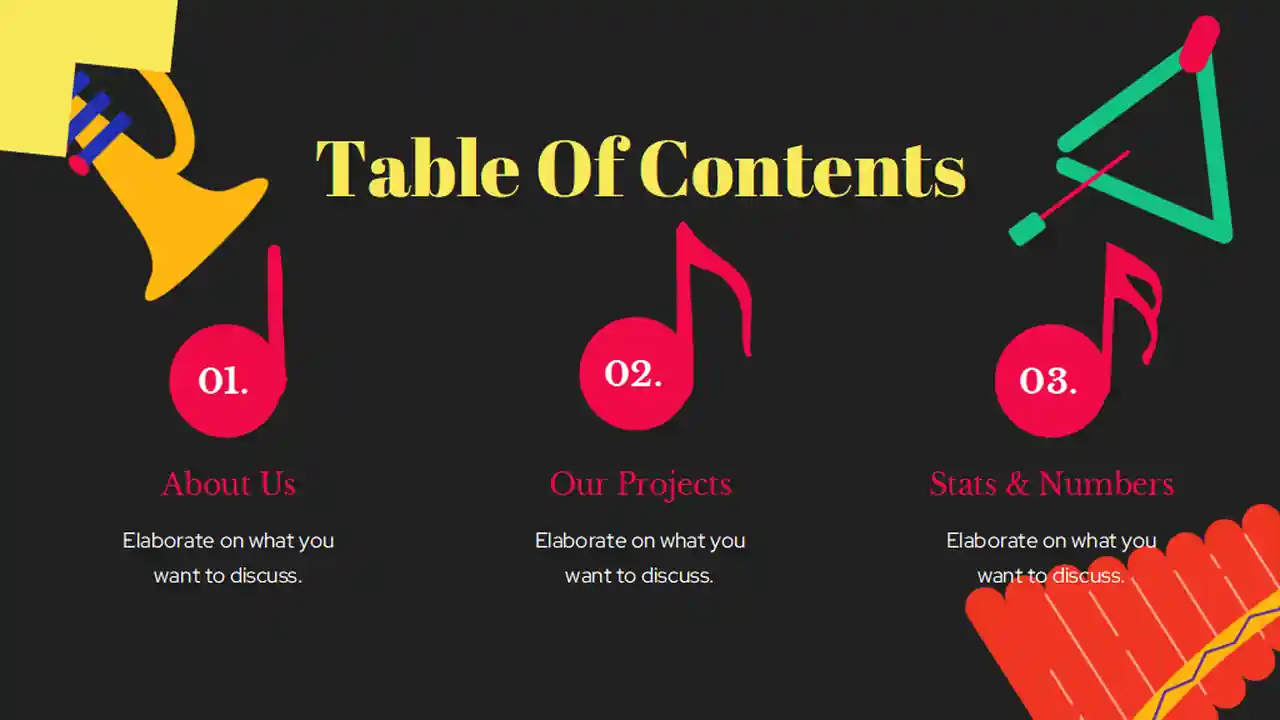 Music Subject for Middle School Classical Music Black Illustrative Educational Slides